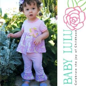 VINTAGE! Baby Lulu Rosebud Swing Top & Flare Leggings